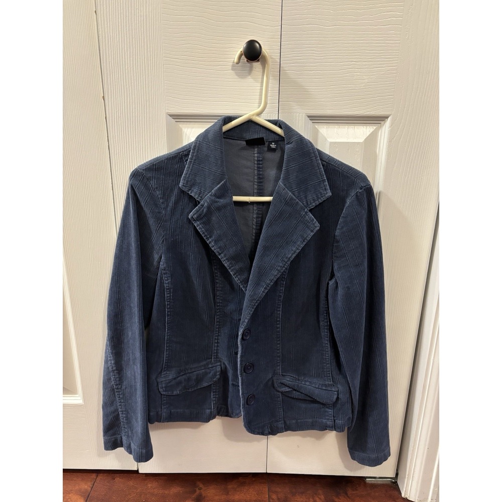 Blue Corduroy Jacket Blazer Sonoma Button Pockets Women’s Size Medium